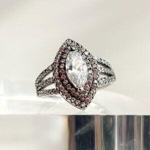 STAUER Designer Sterling Silver Mirador Marquise Cut Cubic Zirconia Ring - sz 6